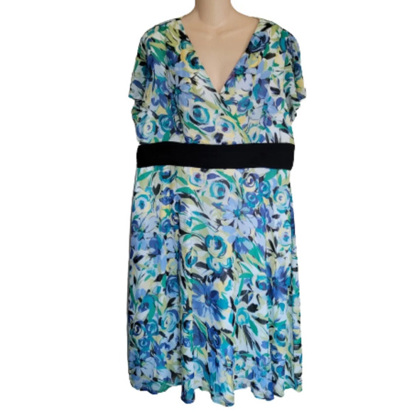 Fashion Bug Floral Print Mult-Color Short Sleeve Midi Dress Size Women's 16 - Picture 2 of 12